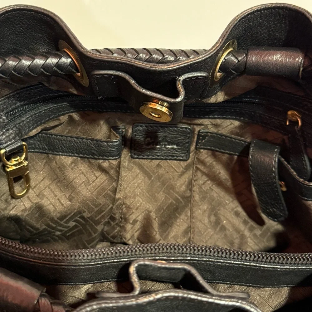 Cole Haan Small Denney Bag Black Chestnut Spectator Saddle Unit Style B21826